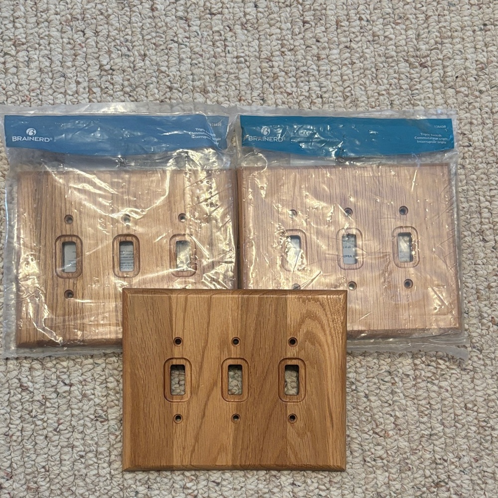 3 Brainerd Wooden Triple Switch Plates